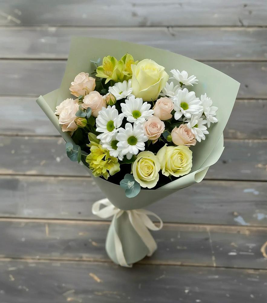 Букет цветов из: Альстромерии, Розы и Хризантемы в Мстёре