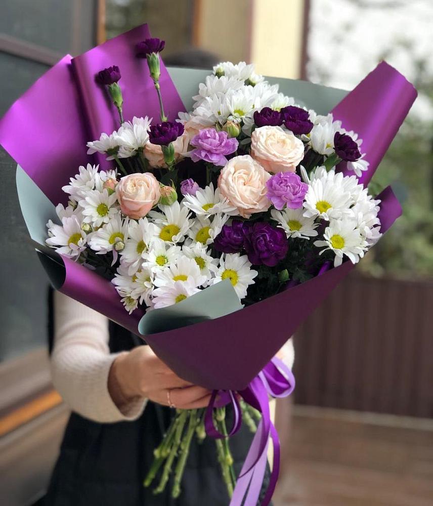 Букет цветов из: Хризантемы, Гвоздики и Розы в Мстёре