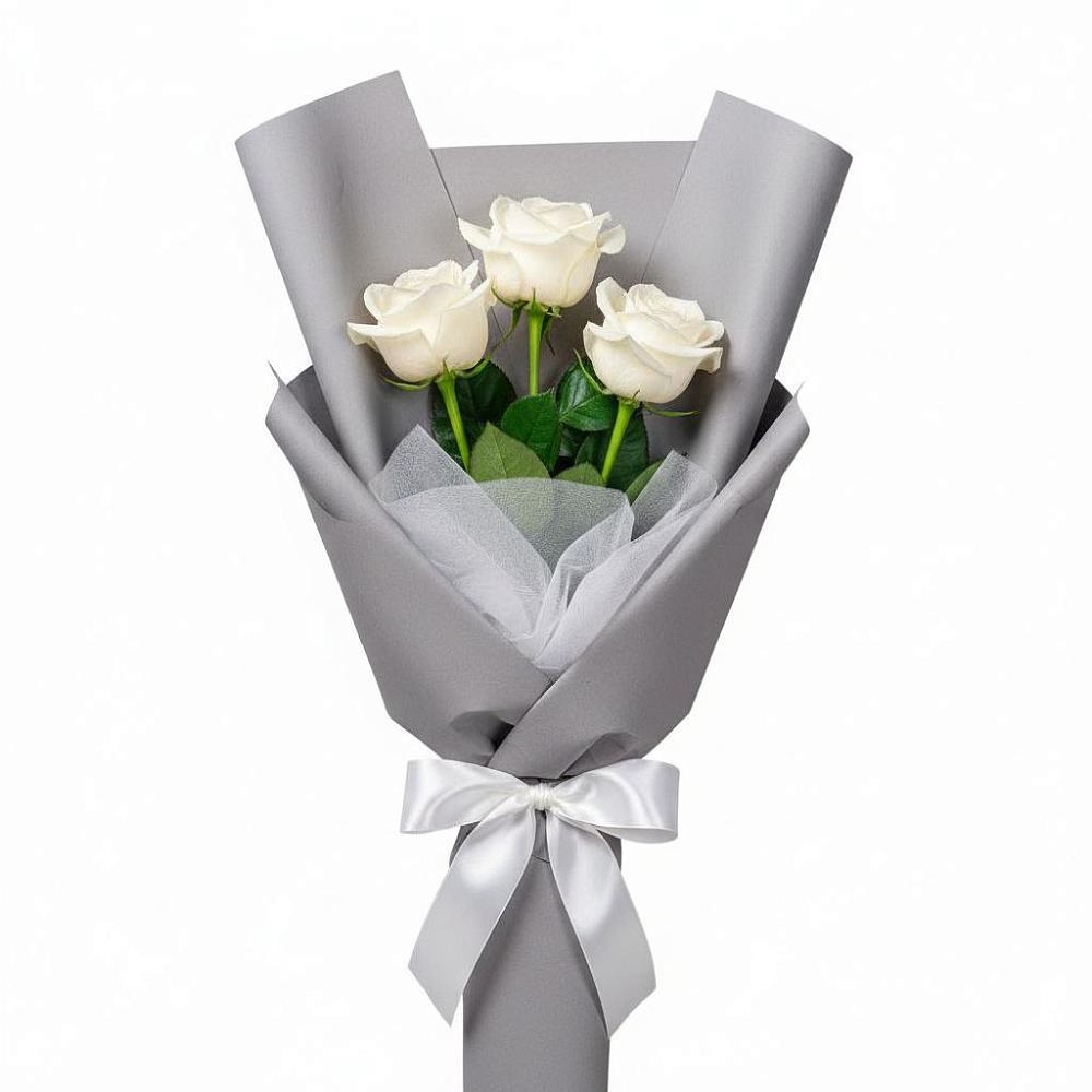 Букет 3 белые розы в Мстёре
