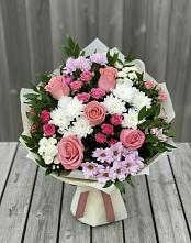 Букет цветов из:  Альстромерии, Гвоздики, Розы и Хризантемы в Мстёре