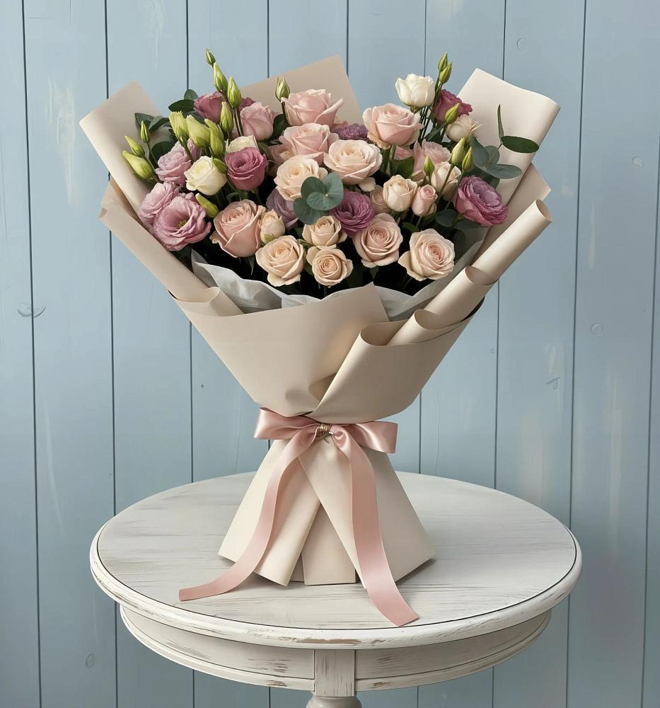 Букет цветов из: Розы и Лизиантусы в Мстёре