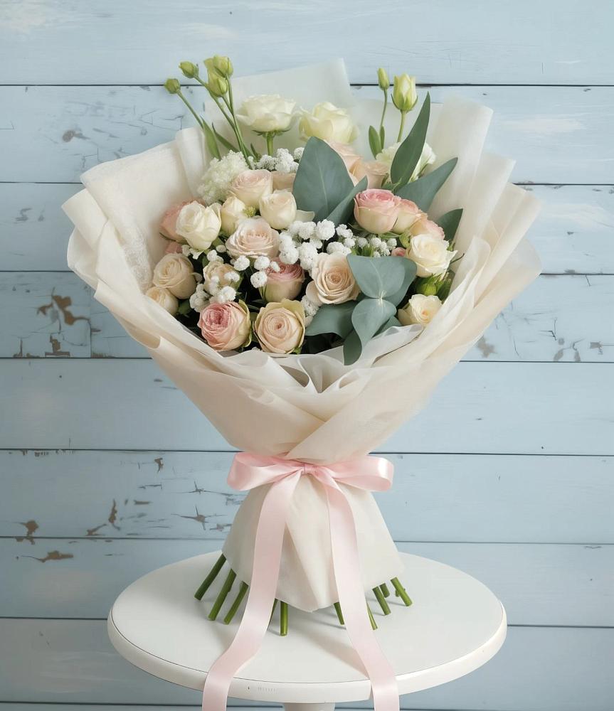 Букет цветов из: Розы и Лизиантусы в Мстёре