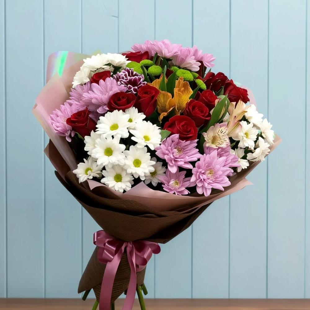 Букет цветов из: Розы, Хризантемы и Альстромерии в Мстёре