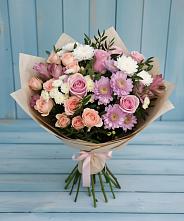 Букет цветов из:  Хризантемы, Розы и Альстромерии в Мстёре